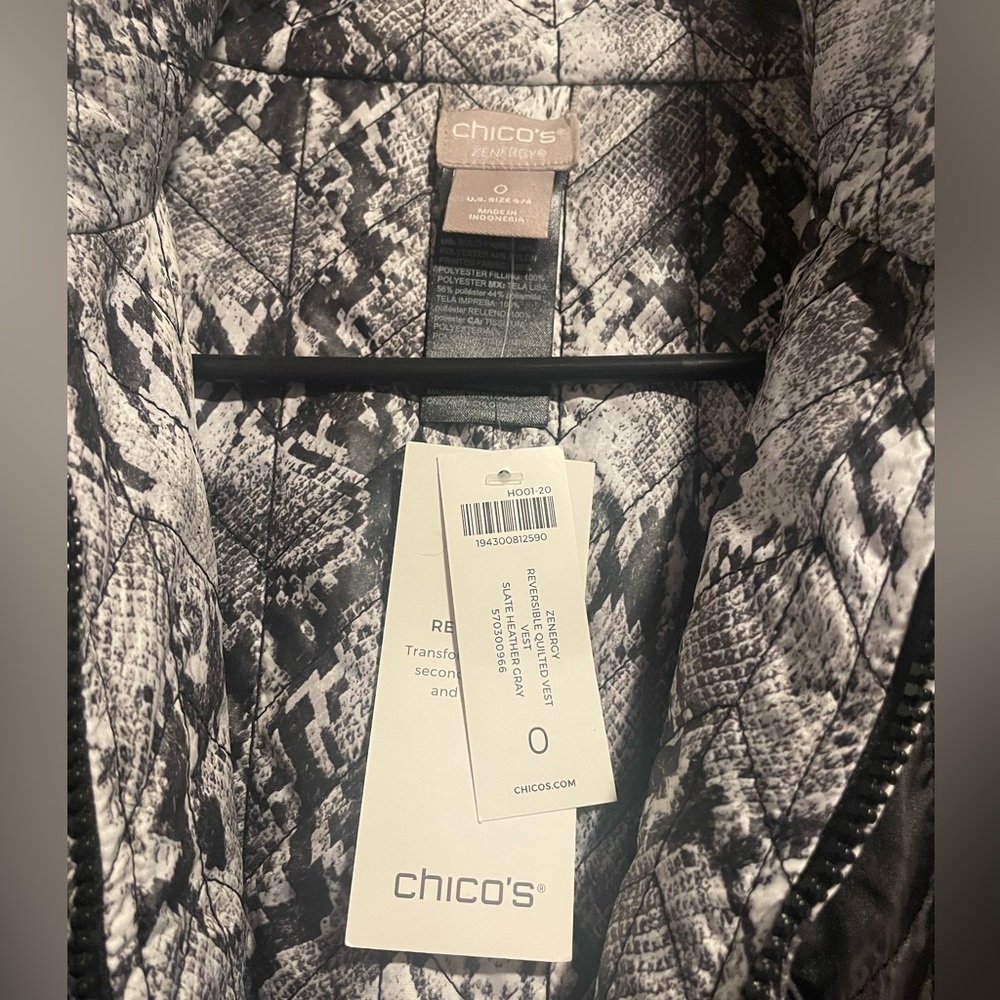 Chico’s Black Vest with Black and White Snakeskin Liner NWT - Picture 2 of 2